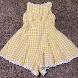 Yellow Gingham Sleeveless Romper